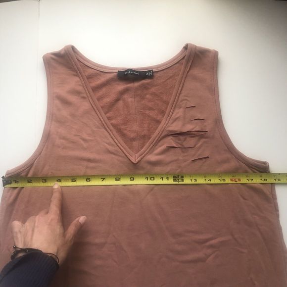 Doe & Rae Earth Colored Distressed Slash Cut Tank - Size Small - Picture 5 of 6